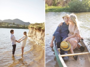 colorado engagement session with a canoe