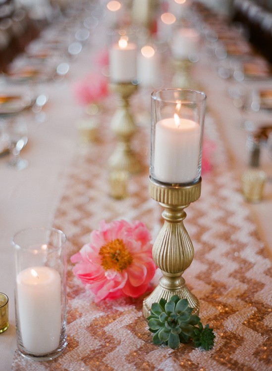chevron and candles wedding